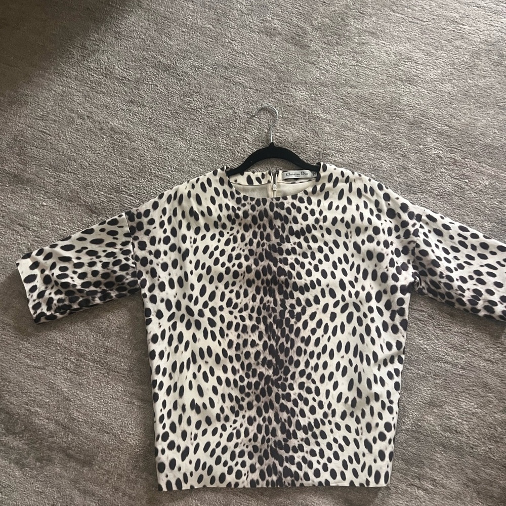 Dior Black and White Blouse with Bold Pattern